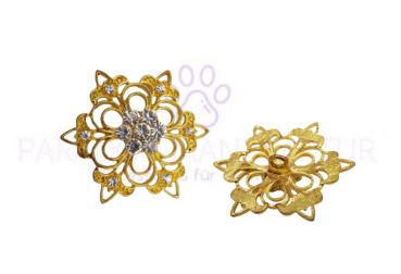 Concho Sternblume "Gold" mit Strass weiss