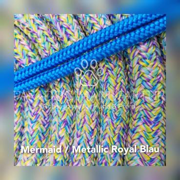 *Sonderedition* Knotenhalfter Set - "4/Kn Signal - Knotenhalfter mit 4 Knoten" & 4,20 m Lead-Rope - Mermaid/Metallic Royal Blau