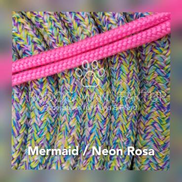 *Sonderedition* Knotenhalfter Set - "4/Kn Signal - Knotenhalfter mit 4 Knoten" & 4,20 m Lead-Rope - Mermaid/Neon Rosa