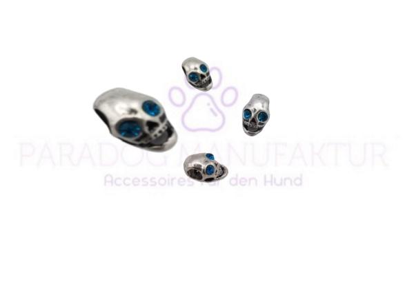 Schädel / Totenkopf mit Strass blau