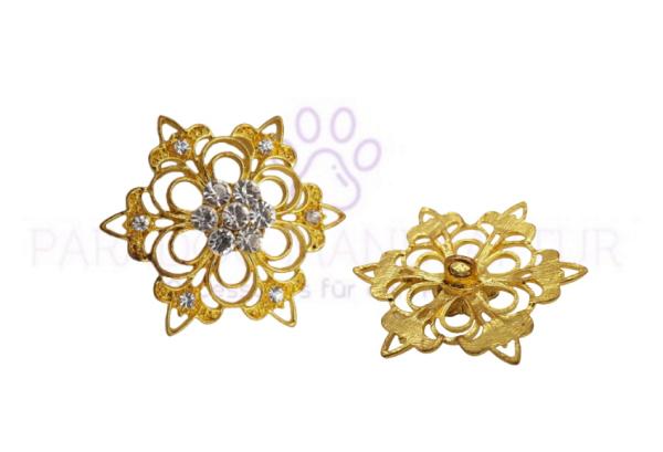 Concho Sternblume "Gold" mit Strass weiss