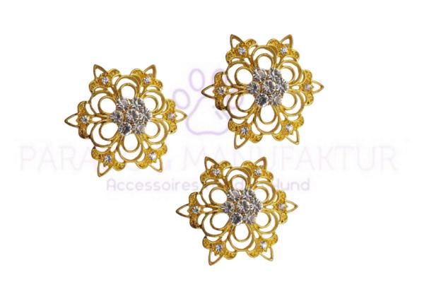 Concho Sternblume "Gold" mit Strass weiss