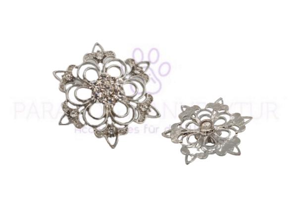 Concho Sternblume Silber mit Strass weiss