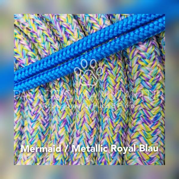 *Sonderedition* Knotenhalfter Set - "4/Kn Signal - Knotenhalfter mit 4 Knoten" & 4,20 m Lead-Rope - Mermaid/Metallic Royal Blau