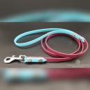 1,20m Bi-Colour Führleine mit Handschlaufe, Fb. Burgundy / Eisblau - 9mm